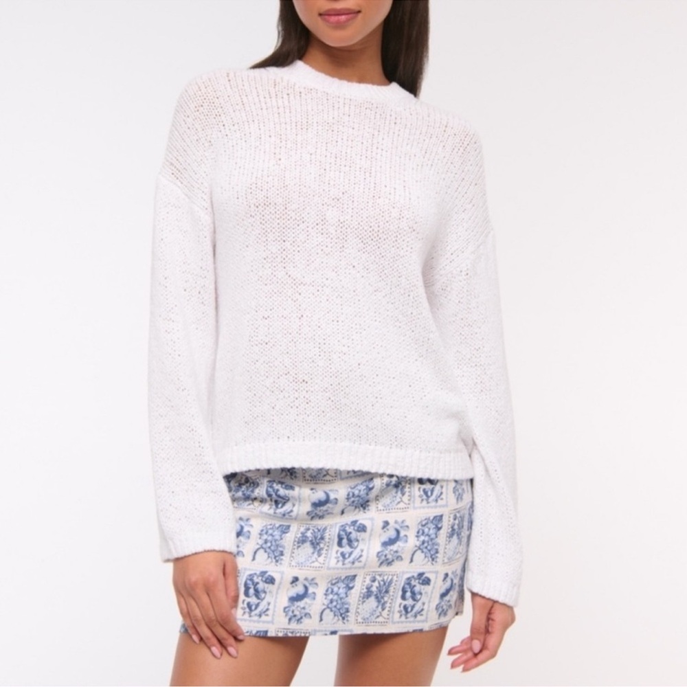Abercrombie open stitch textural crew sweater nwt